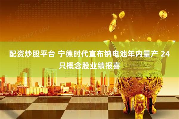 配资炒股平台 宁德时代宣布钠电池年内量产 24只概念股业绩报喜